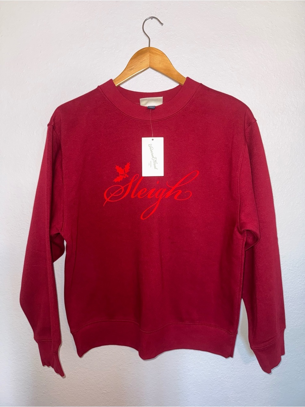 New Universal Thread Red "Sleigh" Graphic Sweatshirt Small Maroon 💙